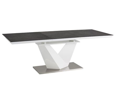 Asztal Alaras II fekete kő hatású / fehér lakkozott140(200)X85